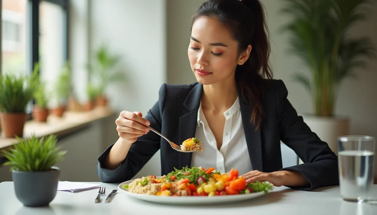 A woman eating